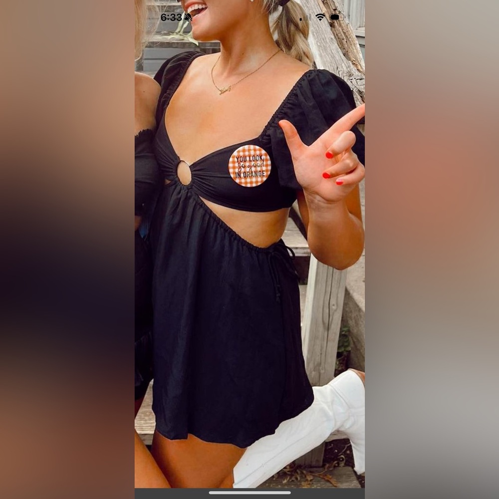 Black open dress